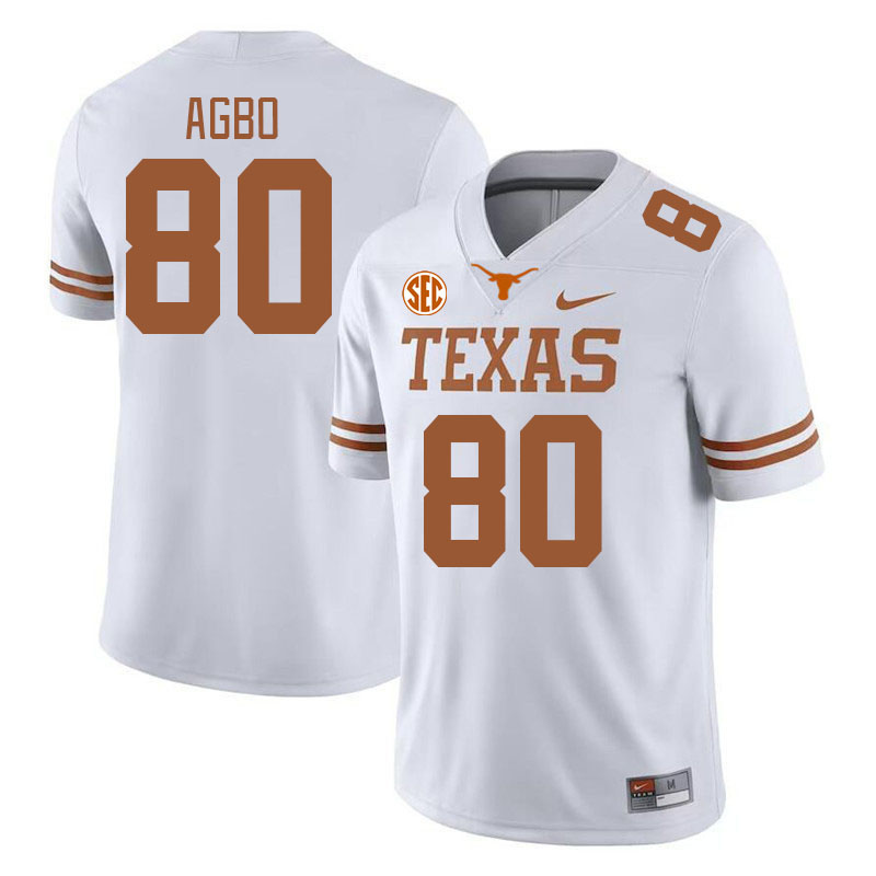 Texas Longhorns #80 Malik Agbo SEC Conference College Football Jerseys Stitched Sale-White